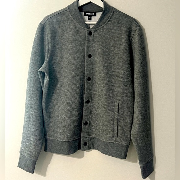 NEW men fashion gray light jacket with snap buttons size small by Express - Picture 1 of 5